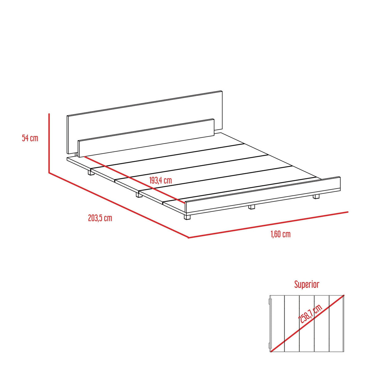 Cama Kaia Miel 160x51.6cm para Colchón Doble 140 X 190 Cm con Cabecero - Camas | Bylmo
