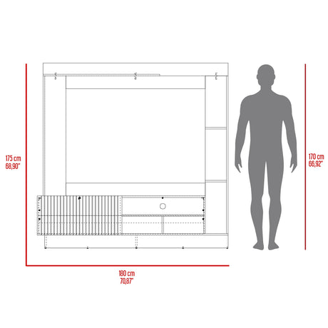 Centro de Entretenimiento Doha Taupe 180x180cm Para TV Hasta 60 Pulgadas con Un Cajón y con Ranuras para Cables - Muebles de TV | Bylmo