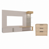Combo Panel de TV Isolde Capri y Fresno y Cómoda Kaia Rovere y Blanco