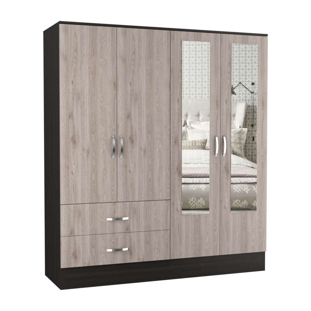 Closet Bolton Wengue 120x180.6cm con 2 Cajones con 4 Entrepaños con Espejo