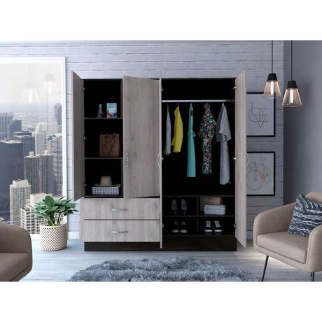 Closet Bolton Wengue 120x180.6cm con 2 Cajones con 4 Entrepaños con Espejo
