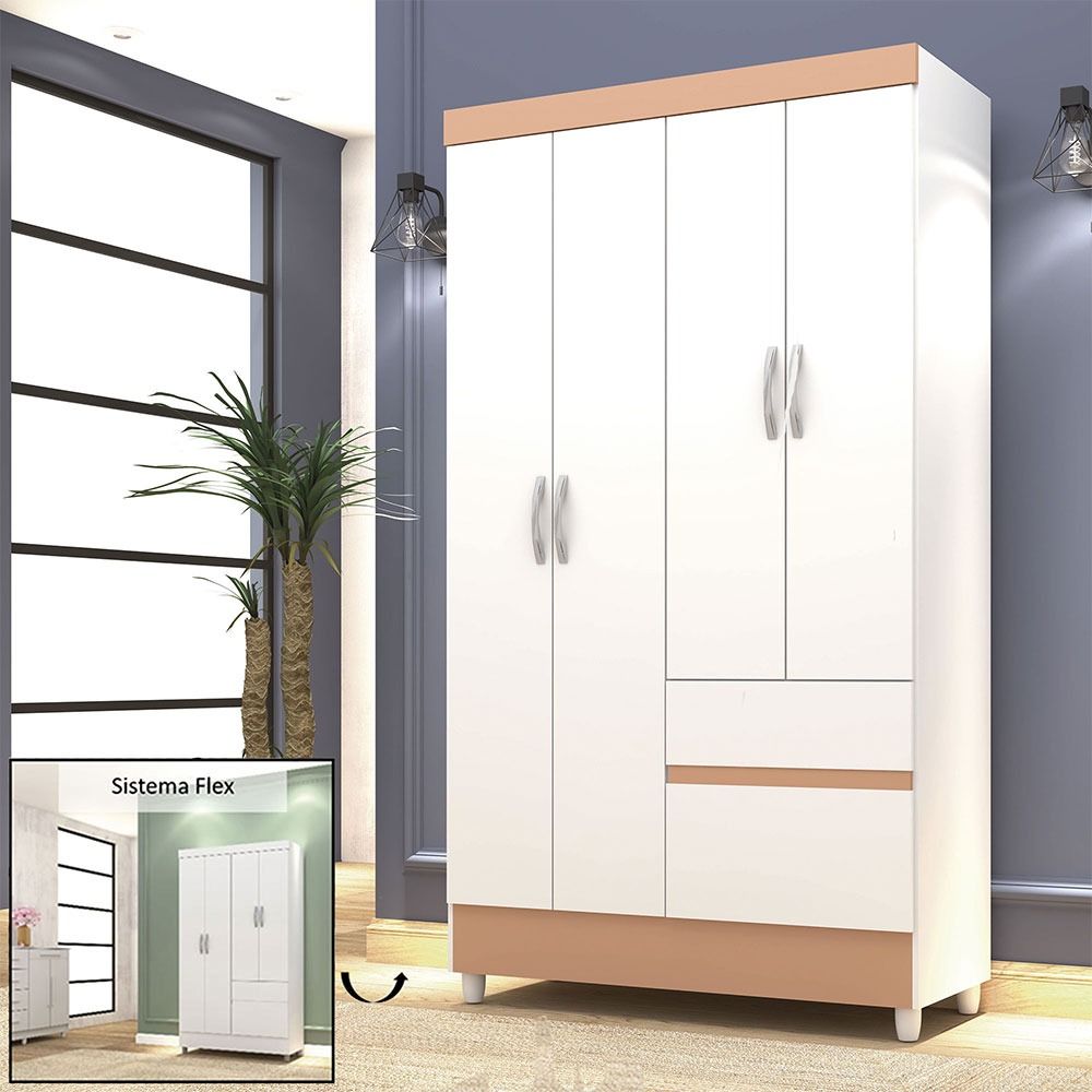 Closet Bonic Blanco y Salmón 102.6x181cm con 1 Cajones con 3 Entrepaños - Closets | Bylmo