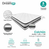 Combo Colchón Antlia Blanco Doble 140 X 190 Cm Medio e Hipoalergénico