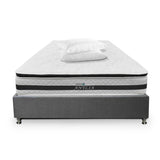 Combo Base Cama y Colchón DreamOn Antlia Gris Queen 160 cm Rectangular con Dos Almohadas