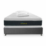 Combo Base Cama y Colchón DreamOn Hydrus Gris King 200 cm Rectangular con Dos Almohadas