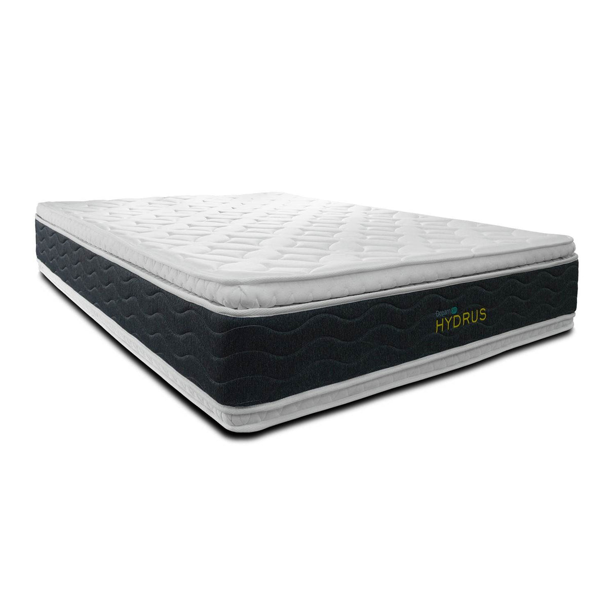Combo Base Cama y Colchón DreamOn Hydrus Gris King 200 cm Rectangular con Dos Almohadas