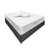 Combo Base Cama y Colchón DreamOn Vela Gris Queen 160 cm Rectangular con Dos Almohadas