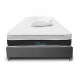 Combo Base Cama y Colchón DreamOn Volans Gris Doble 140 cm Rectangular con Dos Almohadas