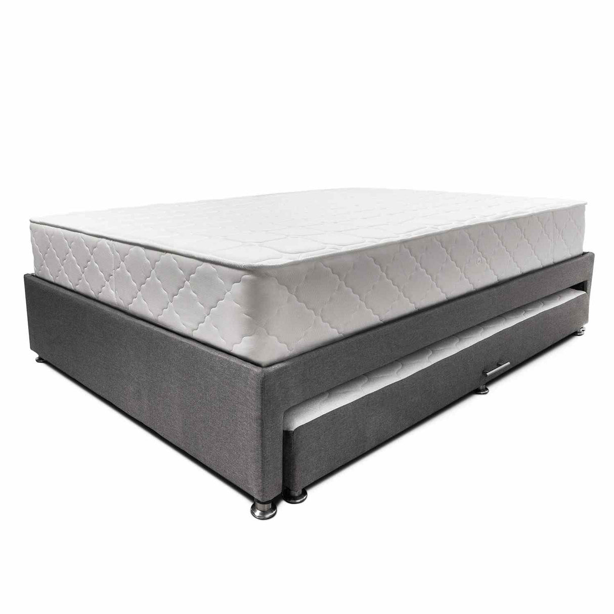Combo Cama Tarima y Colchón Dreamer Gris Sencilla 100 cm Rectangular con Una Almohada