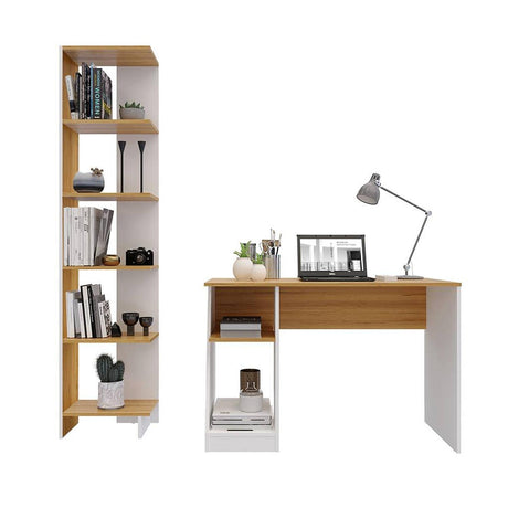 Combo Escritorio y Biblioteca Ragnar Duna 108.5x72.6cm sin Cajones y con Organizador de Libros - Escritorios y Archivadores | Bylmo