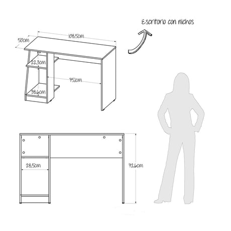 Combo Escritorio y Biblioteca Ragnar Duna 108.5x72.6cm sin Cajones y con Organizador de Libros - Escritorios y Archivadores | Bylmo