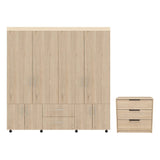 Combo Closet Cantelmo Rovere y Comoda Kaia Rovere y Blanco