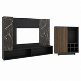 Combo Panel de TV Beta Wengue y Bar Bowie Plomo