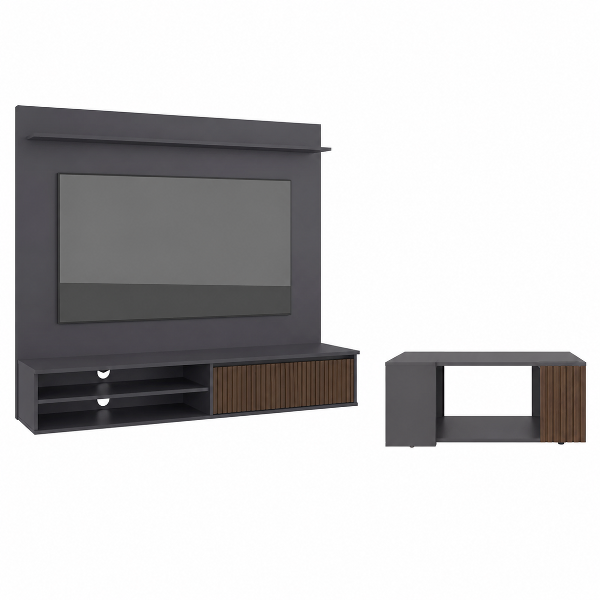 Combo Panel de TV Bowie Plomo y Mesa de Centro Bowie Plomo
