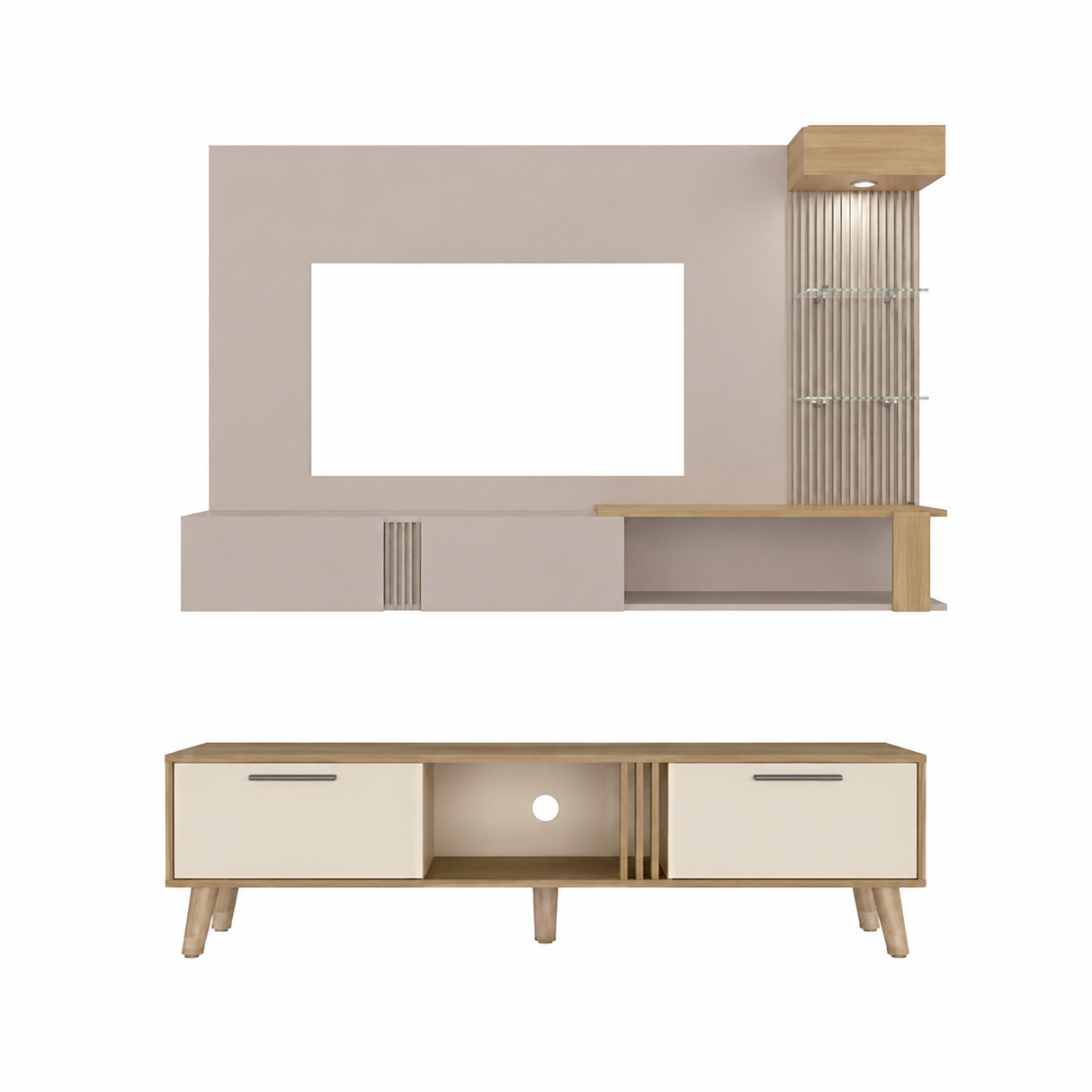 Combo Rack de TV Vance y Panel de TV Isolde Capri y Fresno