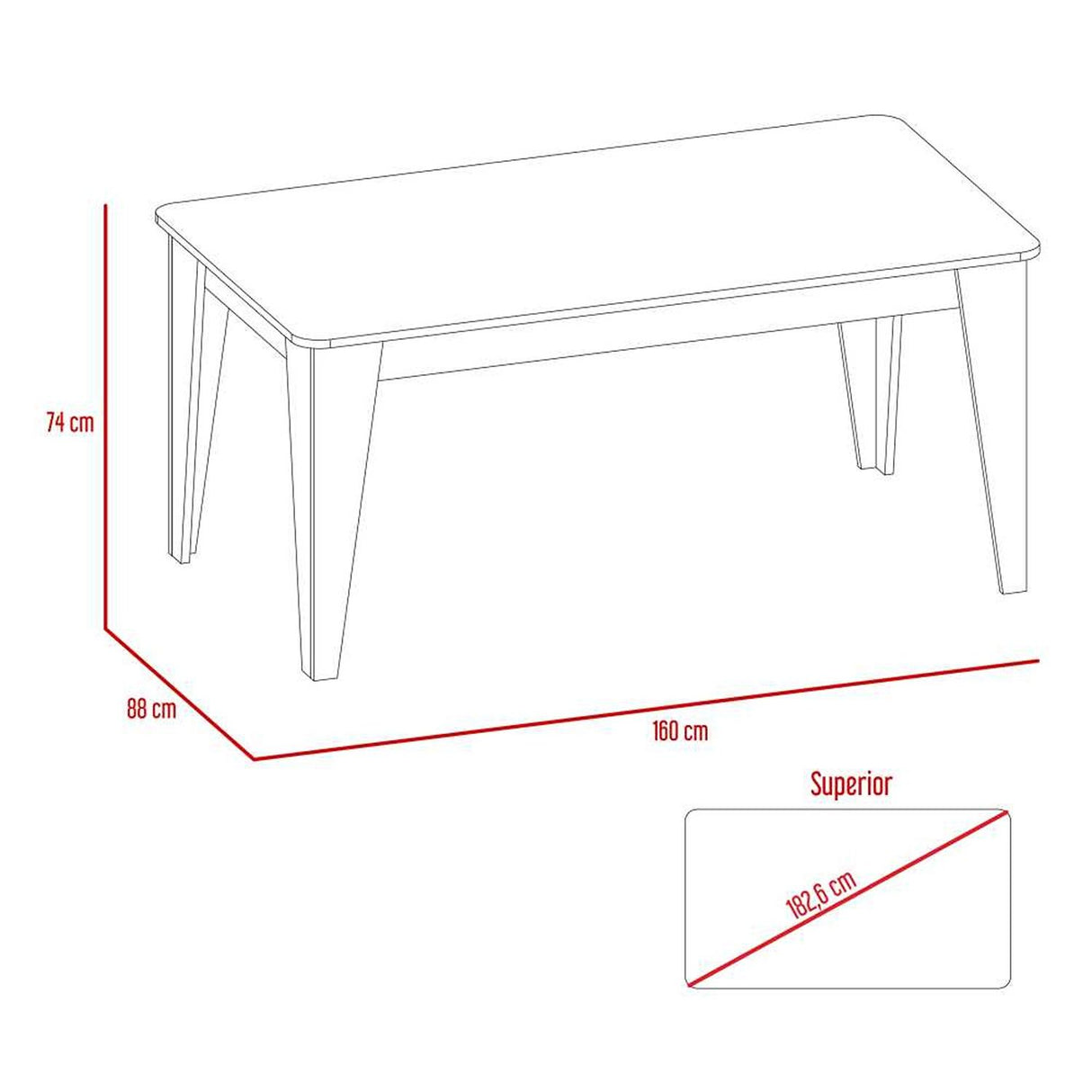 Comedor Volterra Habano 160x74cm Rectangular de Seis Puestos y sin Sillas - Comedores | Bylmo