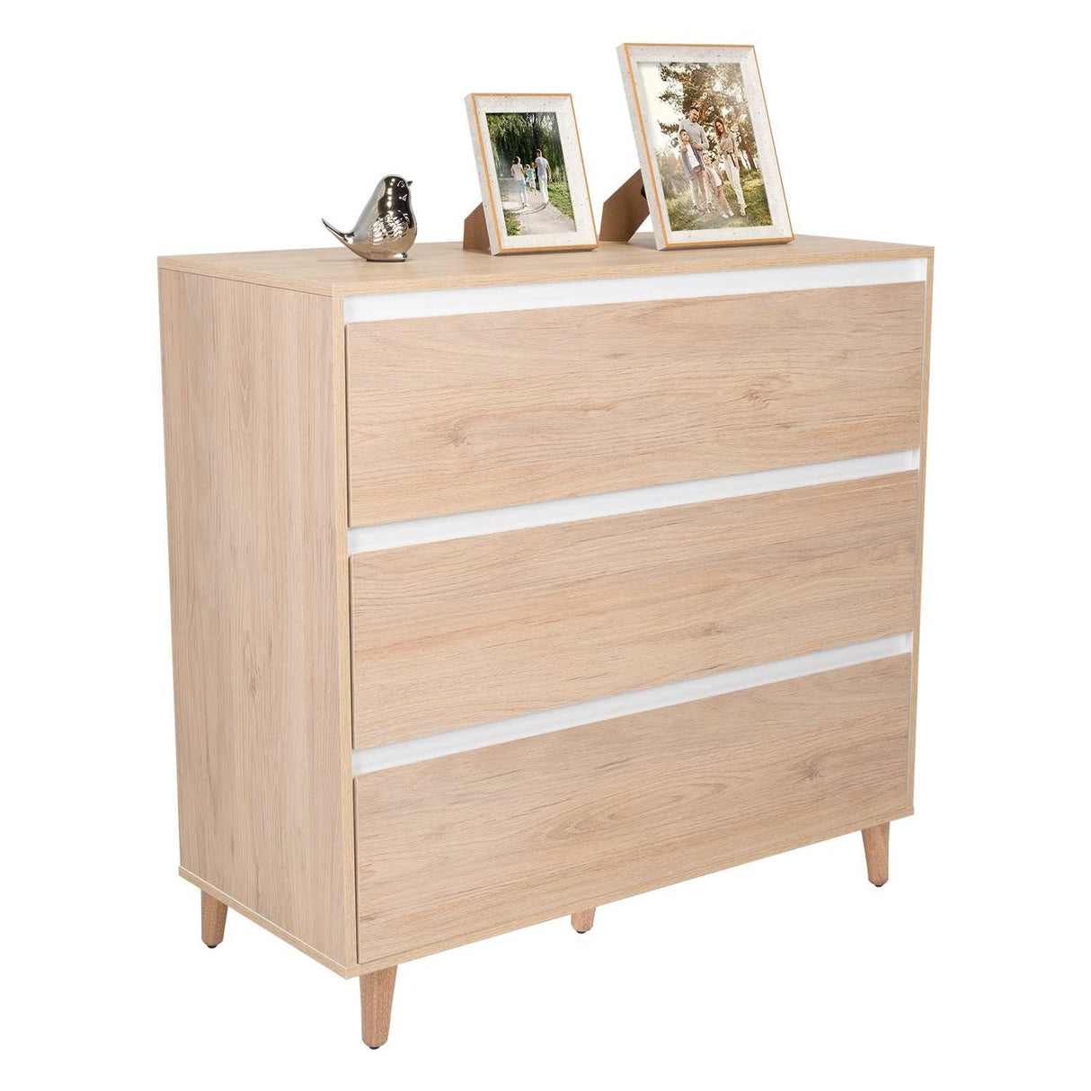 Cómoda Benetti Rovere y Blanco 101.1x100cm De Tres Hileras con Tres Cajones - Cajoneras | Bylmo