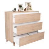 Cómoda Benetti Rovere y Blanco 101.1x100cm De Tres Hileras con Tres Cajones - Cajoneras | Bylmo