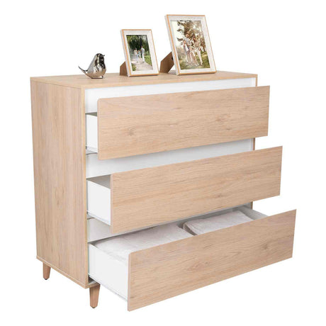 Cómoda Benetti Rovere y Blanco 101.1x100cm De Tres Hileras con Tres Cajones - Cajoneras | Bylmo