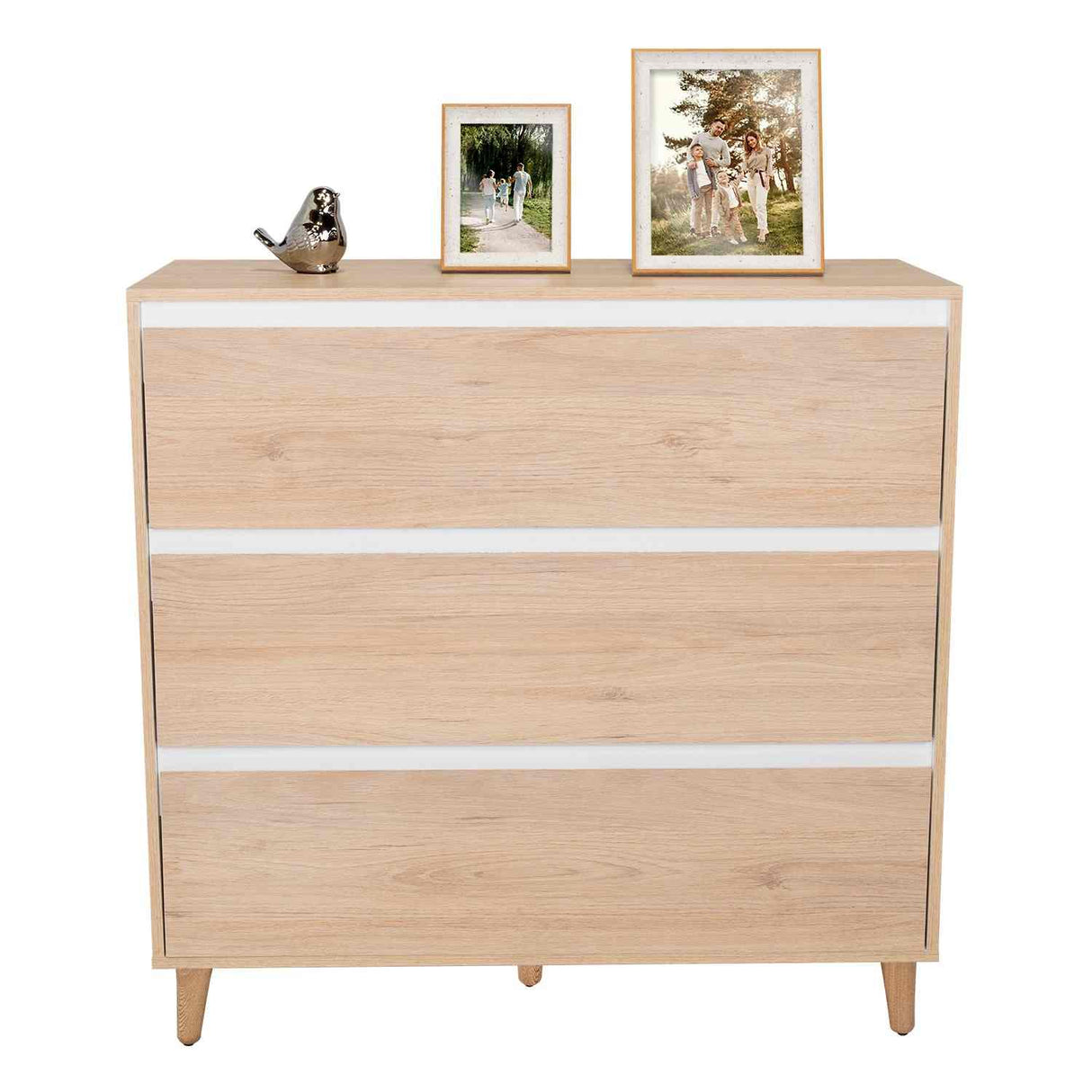 Cómoda Benetti Rovere y Blanco 101.1x100cm De Tres Hileras con Tres Cajones - Cajoneras | Bylmo