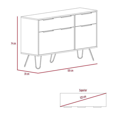 Cómoda Concept Duna 120x120cm De Dos Hileras con Dos Cajones - Cajoneras y Comodas | Bylmo