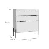 Cómoda White Collection Blanco 79.1x85.3cm De Tres Hileras con Tres Cajones - Cajoneras | Bylmo