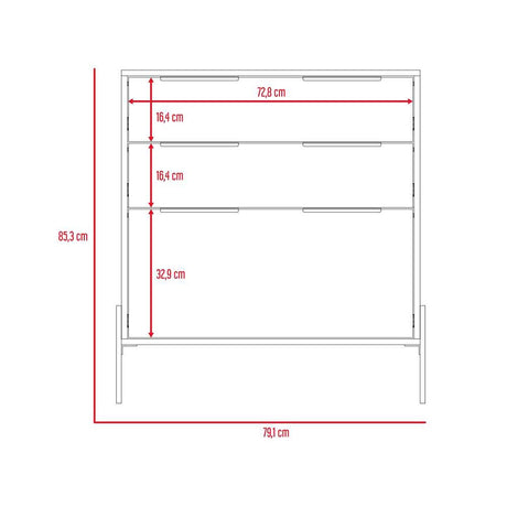 Cómoda White Collection Blanco 79.1x85.3cm De Tres Hileras con Tres Cajones - Cajoneras | Bylmo