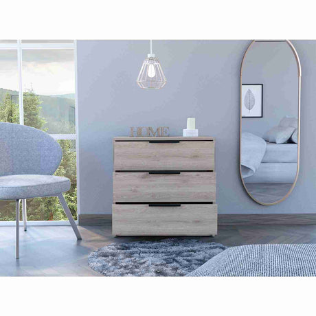 Cómoda Kaia Ceniza 70x69cm De Tres Hileras con Tres Cajones