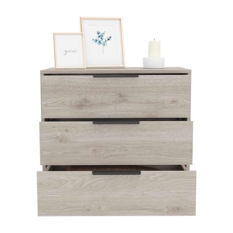 Cómoda Kaia Ceniza 70x69cm De Tres Hileras con Tres Cajones