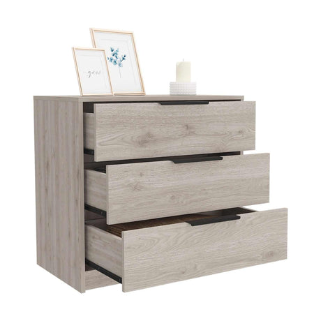 Cómoda Kaia Ceniza 70x69cm De Tres Hileras con Tres Cajones
