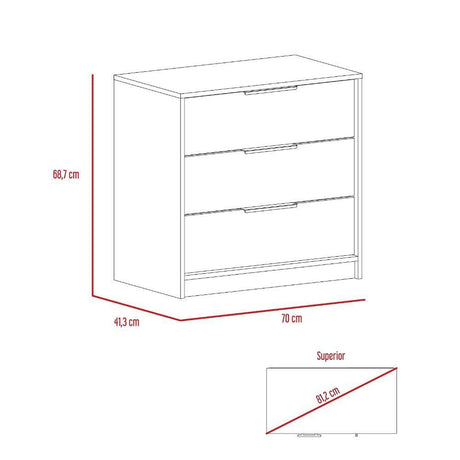 Cómoda Kaia Duna y Blanco 68.7x70cm De Tres Hileras con Tres Cajones - Cajoneras | Bylmo
