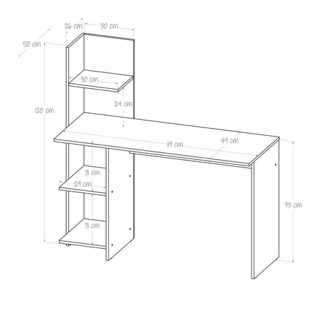 Escritorio Wex Duna y Blanco 120x120cm sin Cajones y con Organizador de Libros