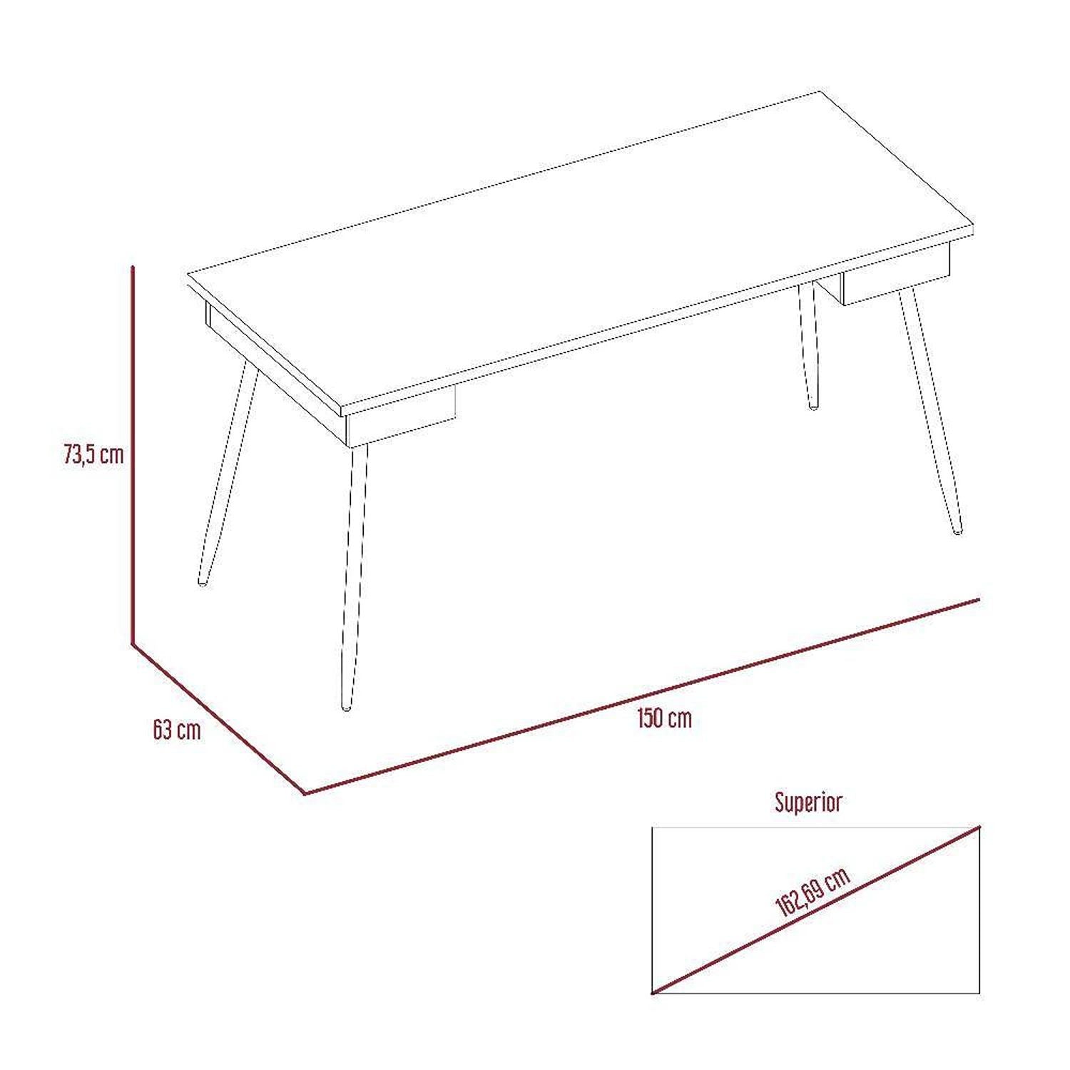 Escritorio Newport Duna y Plomo 150x73.5cm sin Cajones - Escritorios y Archivadores | Bylmo