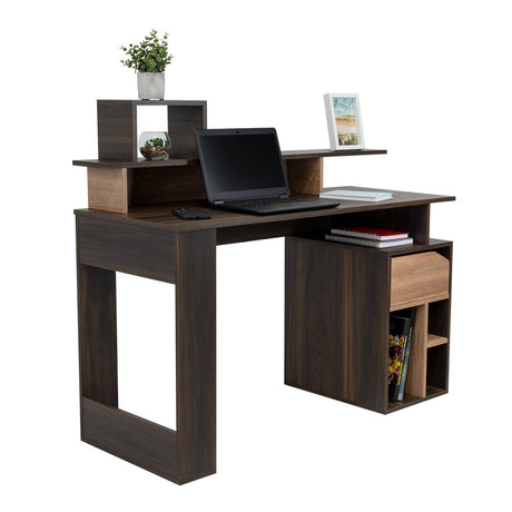 Escritorio Office Habano 120x103.5cm Con Un Cajón y con Organizador de Libros - Escritorios y Archivadores | Bylmo