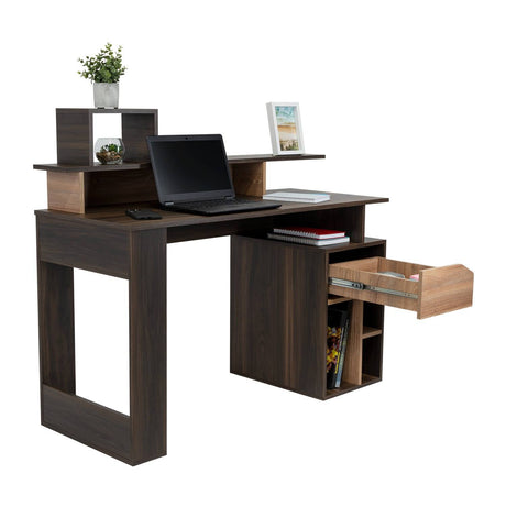 Escritorio Office Habano 120x103.5cm Con Un Cajón y con Organizador de Libros - Escritorios y Archivadores | Bylmo