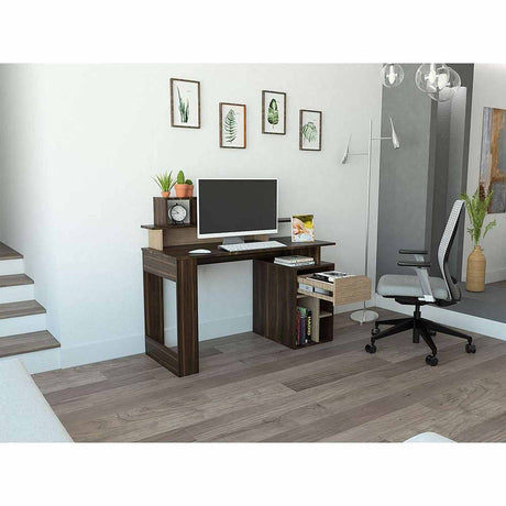 Escritorio Office Habano 120x103.5cm Con Un Cajón y con Organizador de Libros - Escritorios y Archivadores | Bylmo