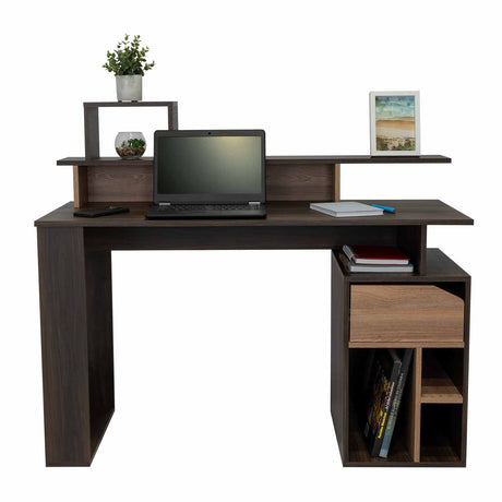 Escritorio Office Habano 120x103.5cm Con Un Cajón y con Organizador de Libros - Escritorios y Archivadores | Bylmo