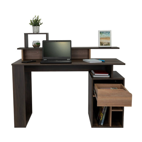 Escritorio Office Habano 120x103.5cm Con Un Cajón y con Organizador de Libros - Escritorios y Archivadores | Bylmo