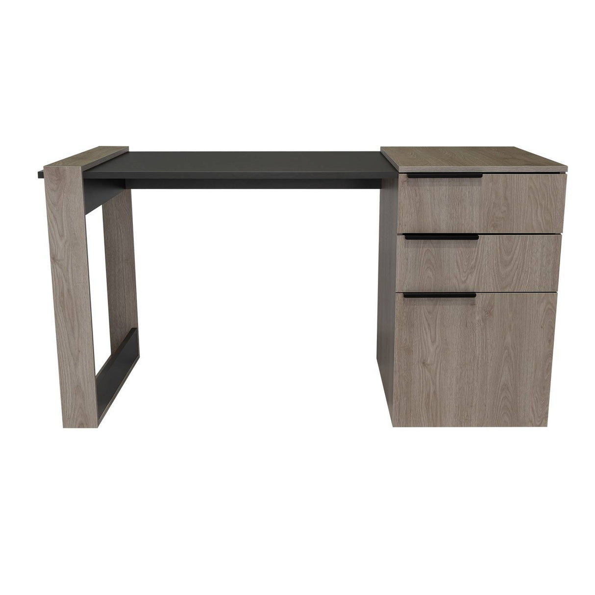 Escritorio Office Ceniza y Plomo 142x75.7cm Con Dos Cajones - Escritorios y Archivadores | Bylmo