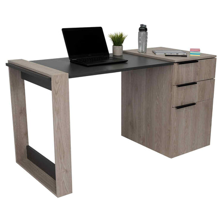 Escritorio Office Ceniza y Plomo 142x75.7cm Con Dos Cajones - Escritorios y Archivadores | Bylmo