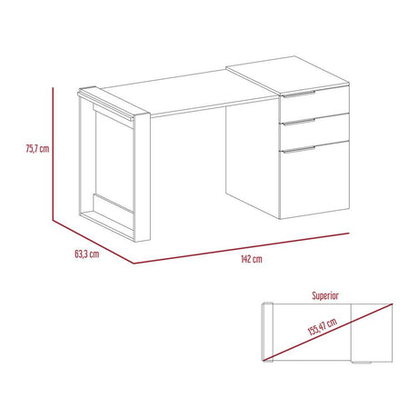 Escritorio Office Ceniza y Plomo 142x75.7cm Con Dos Cajones - Escritorios y Archivadores | Bylmo