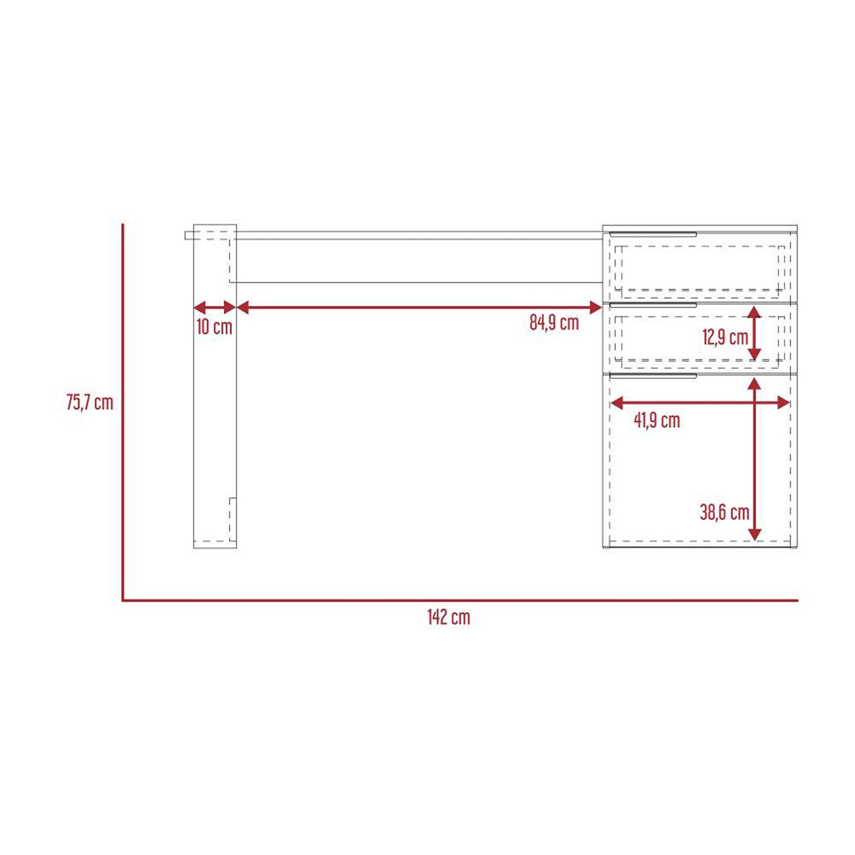 Escritorio Office Ceniza y Plomo 142x75.7cm Con Dos Cajones - Escritorios y Archivadores | Bylmo