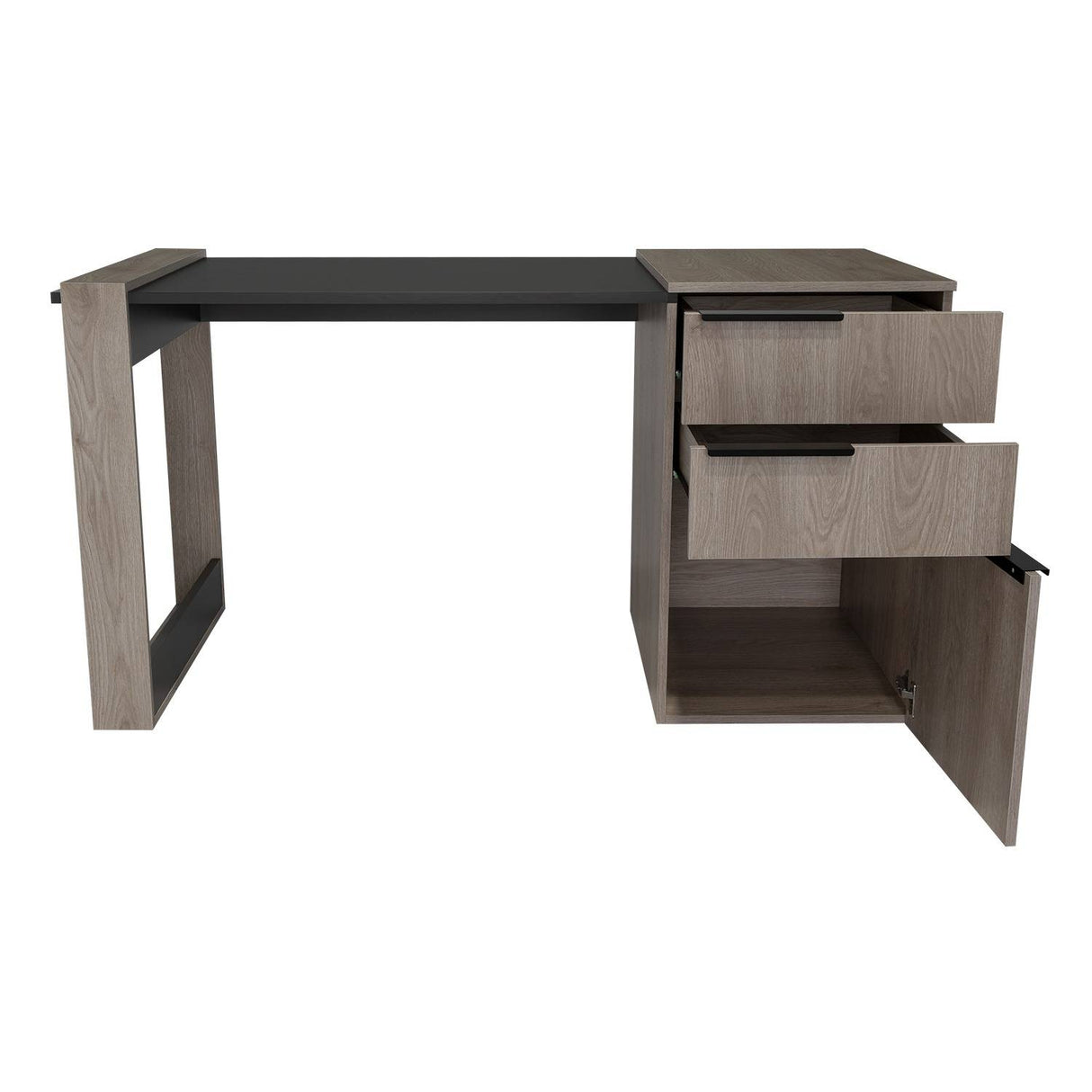 Escritorio Office Ceniza y Plomo 142x75.7cm Con Dos Cajones - Escritorios y Archivadores | Bylmo