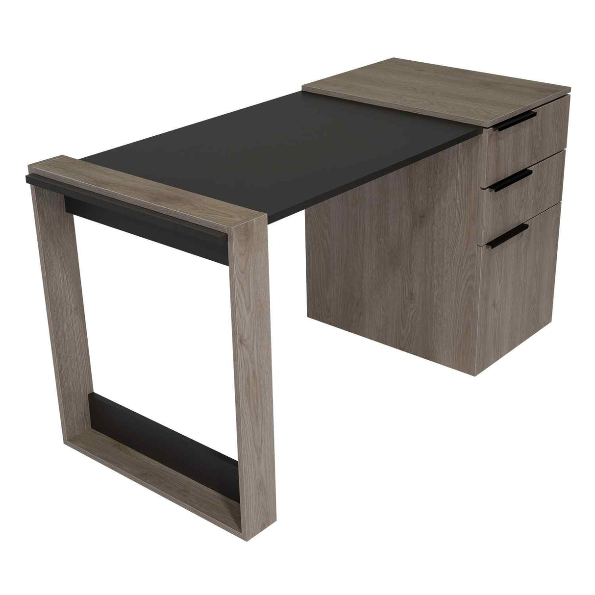 Escritorio Office Ceniza y Plomo 142x75.7cm Con Dos Cajones - Escritorios y Archivadores | Bylmo