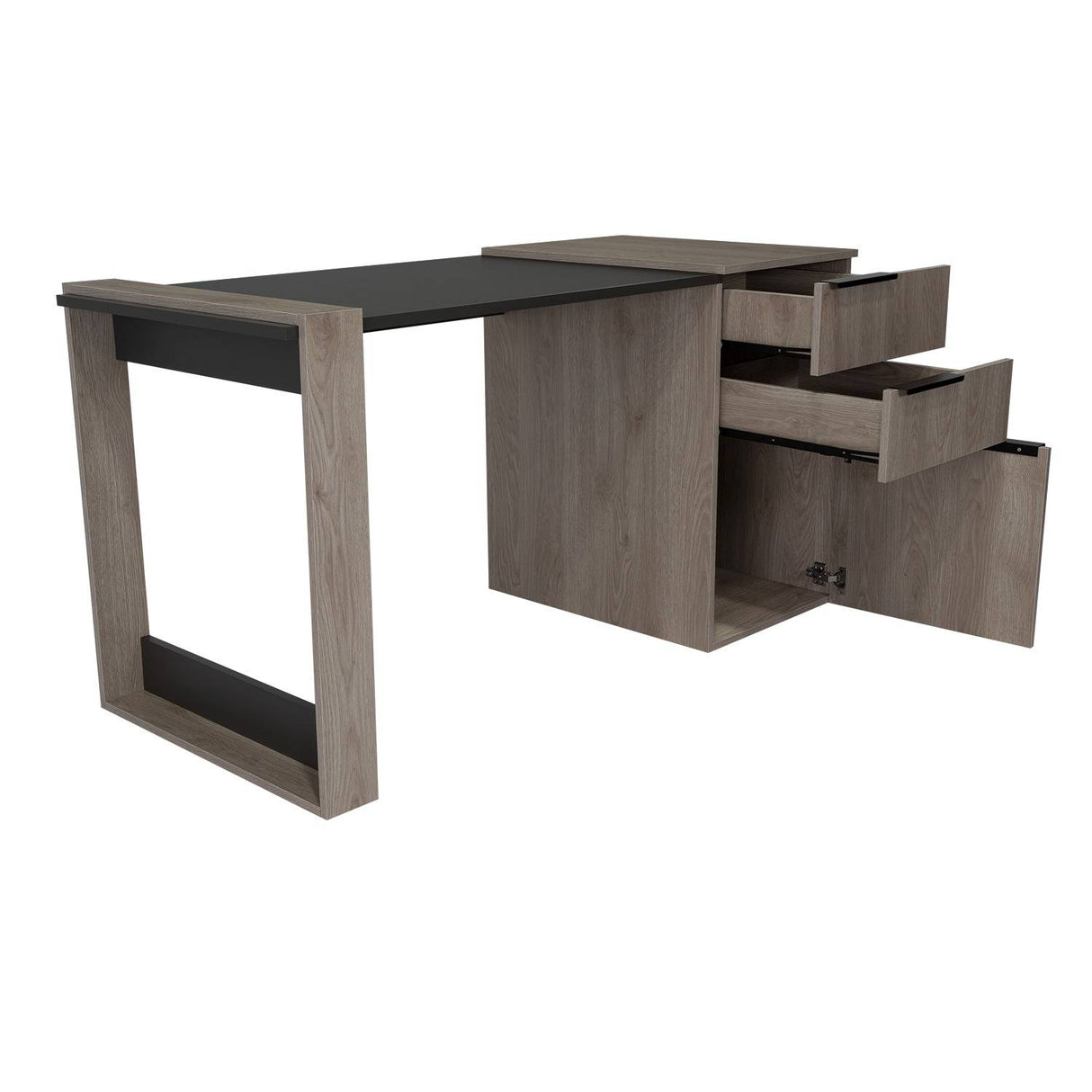 Escritorio Office Ceniza y Plomo 142x75.7cm Con Dos Cajones - Escritorios y Archivadores | Bylmo