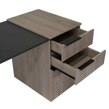 Escritorio Office Ceniza y Plomo 142x75.7cm Con Dos Cajones - Escritorios y Archivadores | Bylmo