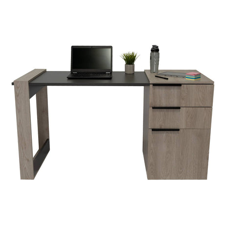 Escritorio Office Ceniza y Plomo 142x75.7cm Con Dos Cajones - Escritorios y Archivadores | Bylmo