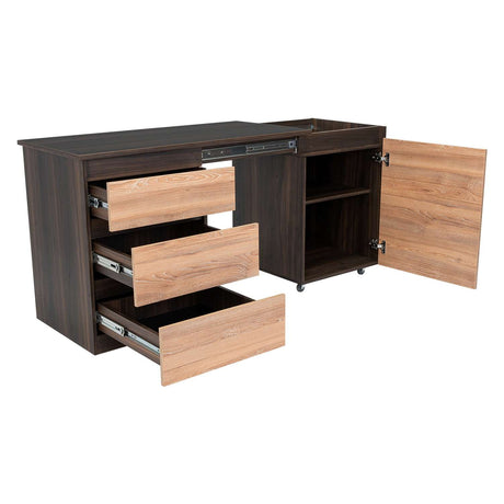Escritorio Transformable Office Habano 107x73cm Con Tres Cajones - Escritorios | Bylmo