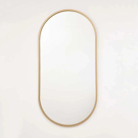 Espejo de Pared Dorado 50x100cm Ovalado con Marco En Madera