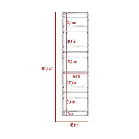 Estantería Home Macadamia 45x181cm con Cinco Compartimientos - Bibliotecas y Estanterías | Bylmo
